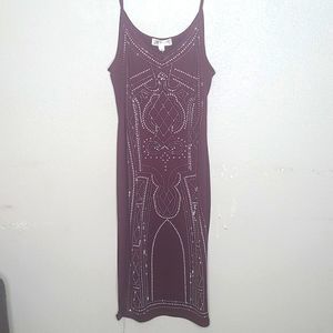 Say what XL woman's sun dress maroon with silver embelishments